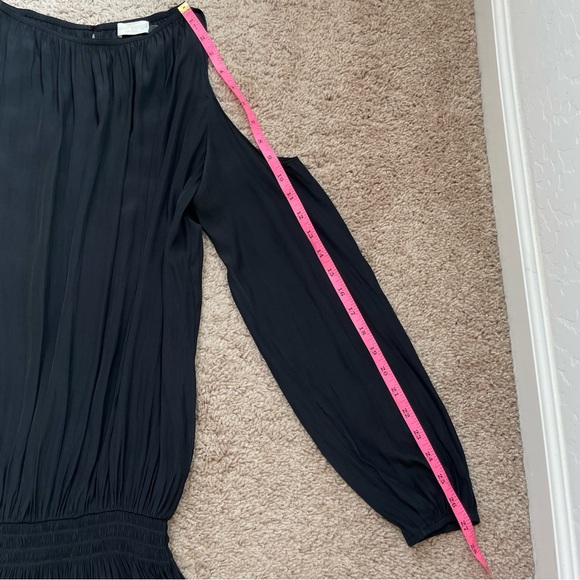 Ramy Brook Lauren Cold-Shoulder Drop-Waist Blouson Mini Dress Black Size Small - Picture 15 of 16